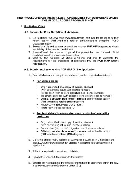 NEW PROCEDURE FOR THE AVAILMENT OF MEDICINES FOR OUTPATI.